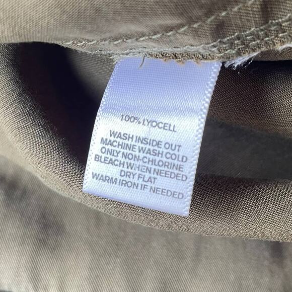 LOFT Olive Green Short Sleeve Button Front Collared Belted Shirtdress sz Small - Picture 7 of 9